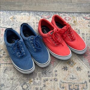 LIKE NEW! 2 pairs - Sperry Blue and Red Canvas Sneakers, size 10, EUR 43